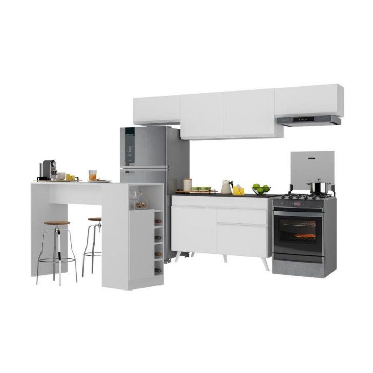 Armário de Cozinha Modulado com Bancada Veneza Multimóveis MP2212 Branco