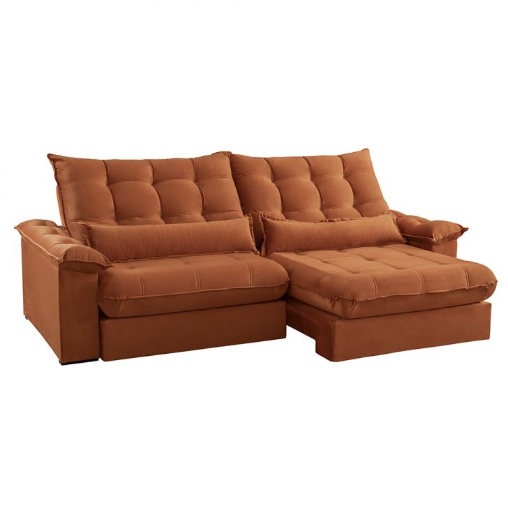 Image of Sofá 5 Lugares Retrátil E Reclinável Aruba Veludo Terracota 290 Cm PLA-MO895UP37QVEMOB