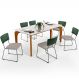 Mesa Capri 160cm Off White Nature E 6 Cadeiras Allana B05 Facto Verde Musgo Linho Bege - Lyam Decor