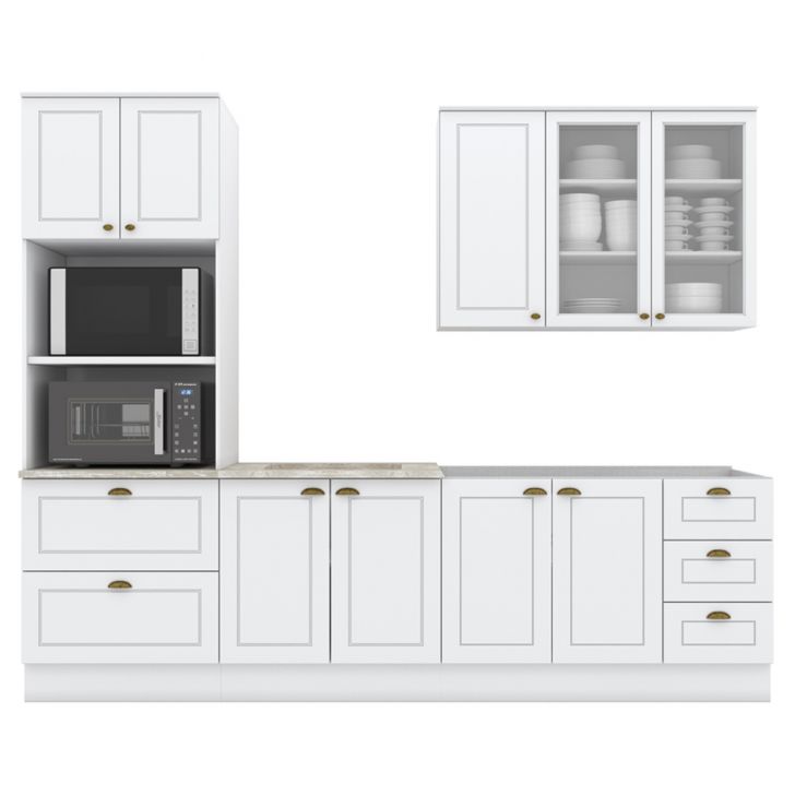 Cozinha Modulada 5 Pecas 272 cm CE377 Americana Branco Calcare Henn
