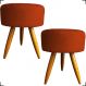 Kit 2 Puff Decorativos Para Sala, Quarto, Manicure Redondo Suede Terracota Pé Castanho - Clique E Decore