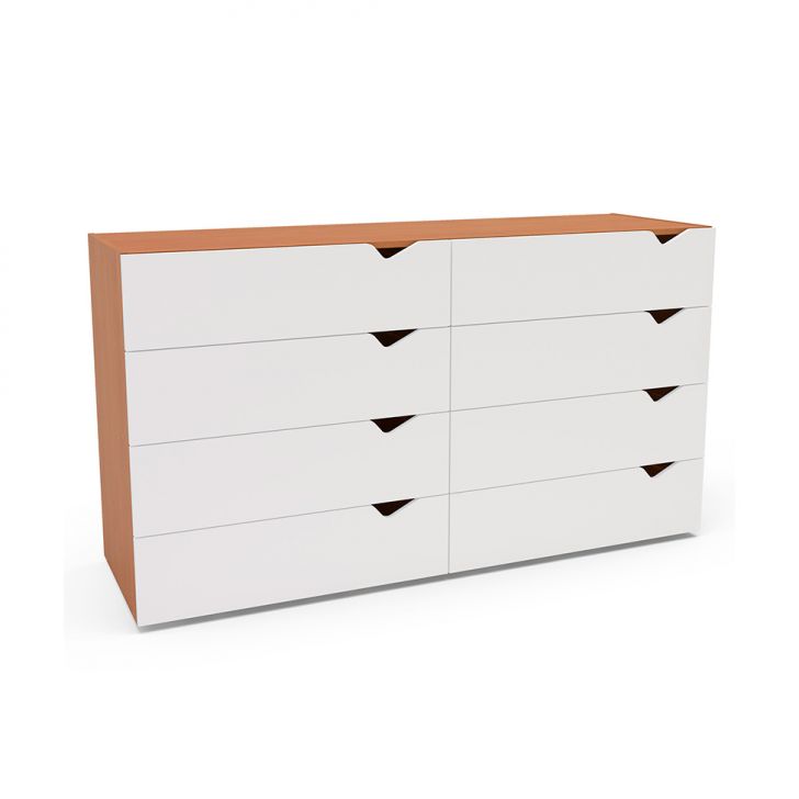 Cômoda Porto 8 Gavetas Branca e Freijó