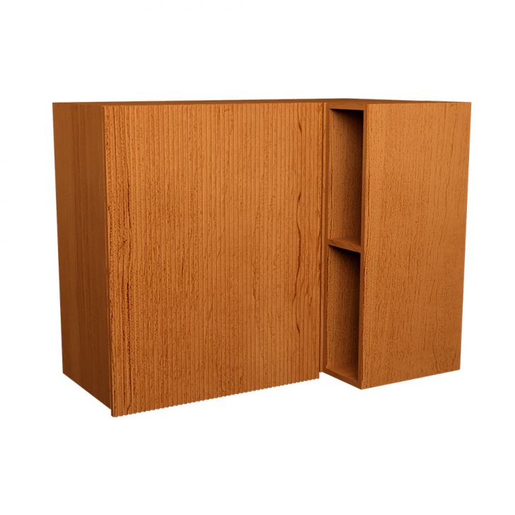 Armário Aéreo Ripado de Canto 1 Porta Freijó