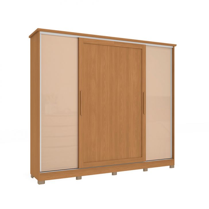 Image of Guarda-roupa Casal Hambers Com Pés Flex 4 Portas 4 Gavetas Canela E Macadâmia PLA-MO895CL37QNIMOB