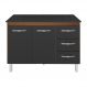 Kit Balcão Cozinha Gabinete Bianca 118 cm Savana Frente Preta com Tampo Tampão 120 cm Bianca Preto