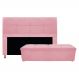Kit Cabeceira e Calçadeira Munique 195 cm King Size Suede Rosa Bebê - Amarena Móveis