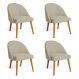 Kit 04 Cadeiras Poltrona de Jantar Luna Suede Capuccino Pés Palito Castanho - Pallazio