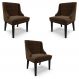 Kit 3 Cadeiras Decorativas Sala de Jantar Base Fixa de Madeira Firenze Suede Marrom/Preto G19 - Gran Belo