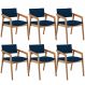 Kit 06 Cadeiras Para Sala de Jantar Estar Living Giorgia L02 Suede Azul Marinho - Lyam Decor