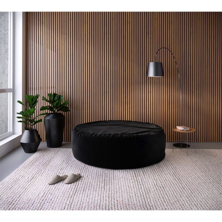 Puff Redondo Gigante Suede Preto