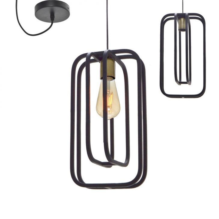 Luminária de Teto Linhas Preta