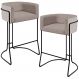 Kit 02 Banquetas Decorativas Fixa Base de Aço Preto Betina D02 Linho Bege C-107 - Lyam Decor