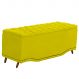 Recamier Calçadeira Baú Belize Casal King 195cm Veludo Amarelo - Montanaris Decor