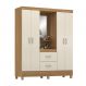 Guarda-Roupa Solteiro Embers 4 Portas 2 Gavetas Amêndola e Off White
