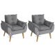Kit 02 Poltrona/Cadeira Decorativa Glamour Com Pés Quadrado Cinza