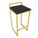 Banqueta Pietra Suede Preto Base Dourado D'Rossi