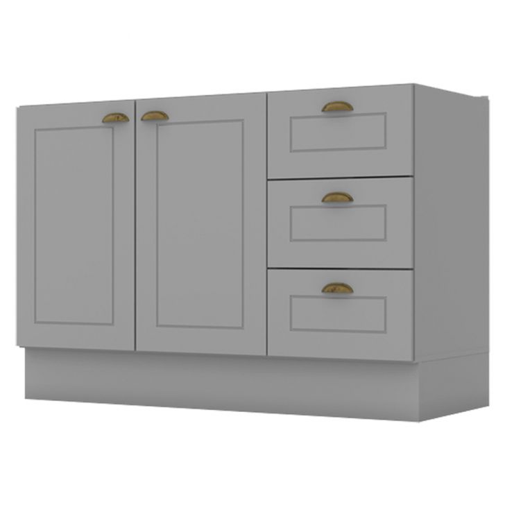 Balcao Pia 2 Portas 3 Gavetas 120 cm C353 Americana Cinza Henn