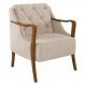 Poltrona Decorativa Braços em Madeira Hand Linho Bege G45 - Gran Belo