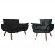 Combo Namoradeira Sofá 02 lugares mais 01 Poltrona decorativa Opalla Pés Palito Preto - DS Estofados
