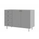 Balcão de Cozinha sem Tampo Maranello 100% MDF 2 Portas 4 Gavetas Cinza