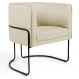 Poltrona Decorativa Fixa Base de Aço Preto Betina D02 Linho Bege C-129 - Lyam Decor