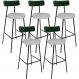Kit 05 Banquetas Alta Cozinha Bar Sala De Jantar Milão L02 Facto Verde Musgo Linho Cinza - Lyam Decor