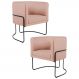 Kit 2 Poltronas Decorativas Base Aço Betina C-105 Linho Rosê - Domi