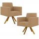 Kit 02 Poltronas Decorativa Giratória Base de Madeira Helô L02 Bouclê Mostarda - Lyam Decor