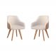 Conjunto Poltronas Decorativa Hera Linho Nude Couro Caramelo com Pés em Madeira