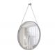 Espelho Decorativo Adnet Cinza Alça Corrente Cromada 50 cm Redondo