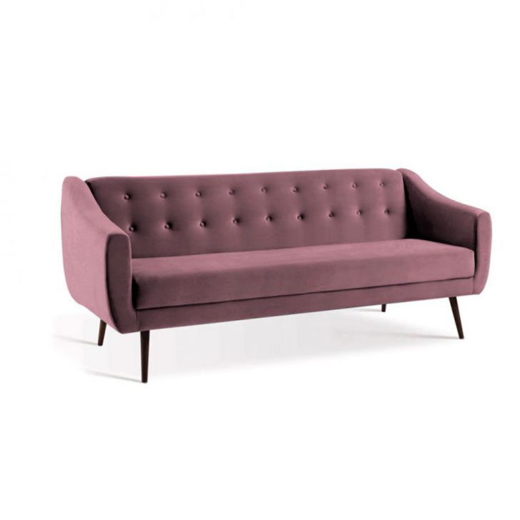 Sofá-Cama Casal 3 Lugares Beatriz Veludo Rosa