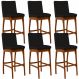 Kit 06 Banquetas Altas Para Cozinha Sala de Jantar Fixa Mila B04 Suede Preto - Lyam Decor