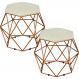 Kit 02 Puffs Decorativo Aramado Bronze Six L02 Suede Bege - Lyam Decor