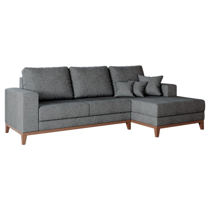 Image of Sofá 4 Lugares Belgrado Com Chaise Direito Linho Cinza 250 Cm PLA-MO173UP37HYKMOB