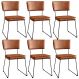 Kit 6 Cadeiras Decorativas Estofada Sala De Jantar Base Aço Allana L02 Couríssimo Camel - Lyam Decor