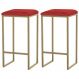 Kit 2 Banqueta Decorativa Billie Base Gold Suede Vermelho - Gran Belo