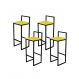 Kit 4 Banqueta Alta Cozinha Bar Balcão Bistrô Industrial Preta Assento Estofado Amarelo