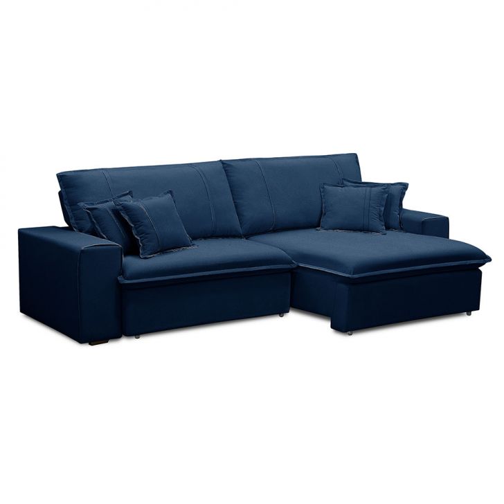 Image of Sofá 3 Lugares Retrátil E Reclinável Sarov Veludo Azul PLA-MO895UP37ZIKMOB