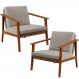 Kit 02 Poltronas Decorativas Para Sala de Estar Petra B04 Linho Bege - Lyam Decor