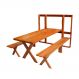 Conjunto Dobrável de Parede Para Churrasco 2,5m 2 Bancos | Banquetas Madeira Maciça Eucalipto