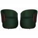 Kit 02 Poltronas Orgânico Beatriz Veludo Verde Com Composê Corino Marrom