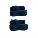 Kit 02 Sofá Decorativo Curvo Orgânico Nature Gaia Suede Azul Marinho - Montanaris Decor