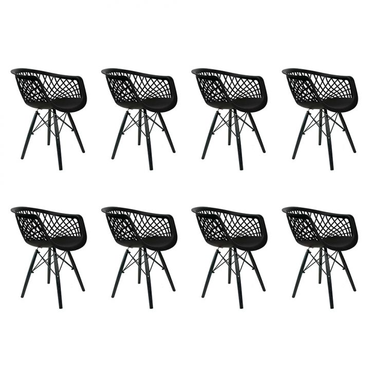 Conjunto com 8 Cadeiras Web Preto
