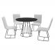 Conjunto Sala de Jantar Rubi Preto com 4 Cadeiras Cristal no Linho Cinza