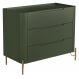 Cômoda Para Quarto Closet Orgânica 3 Gavetas Pés Industrial Dourado Bliss I03 Musgo - Lyam Decor