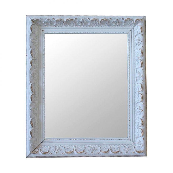 Espelho Moldura Rococó Raso 16169 Branco Patina Art Shop