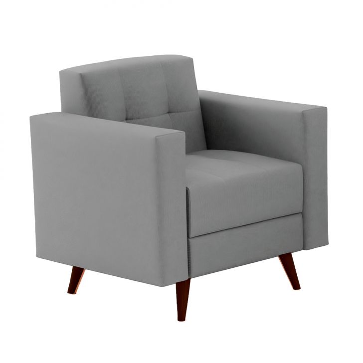 Poltrona Vitrola Suede Cinza