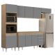 Armário de Cozinha Modulada 4 Peças CP10 Balcão Castanho/Cinza - Lumil
