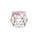 Puff Decorativo Base Bronze Elsa Veludo Rosê G41 - Gran Belo