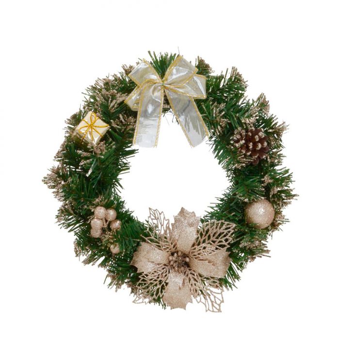 Guirlanda Decorada Espressione Verde e Champanhe 30 cm